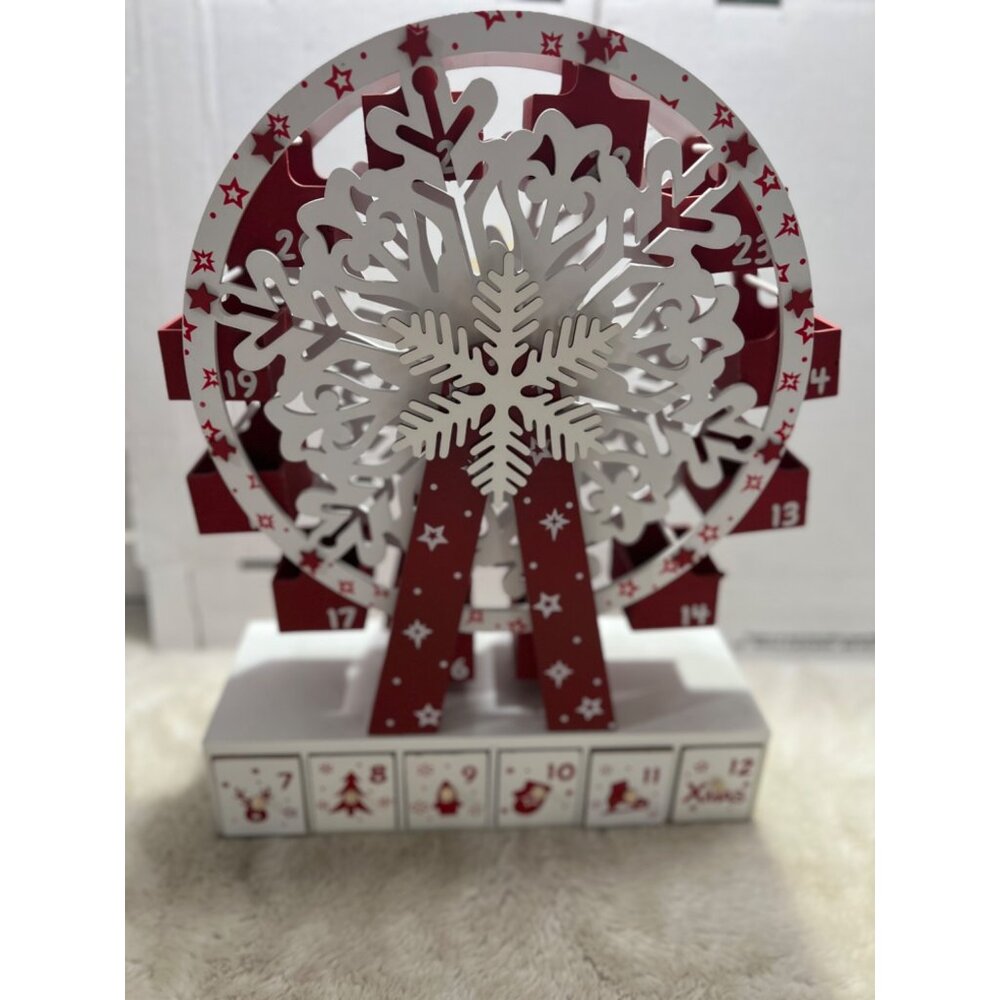 Red & White Snowflake Ferris Wheel Advent Calendar